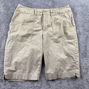 St‎ Johns Bay Stretch Shorts Womens 10 Beige Bermuda Mid Rise